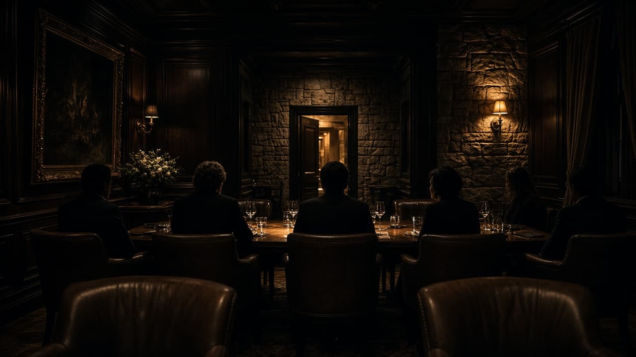 A private dining table in an extraordinary room, conversation held at a distance.